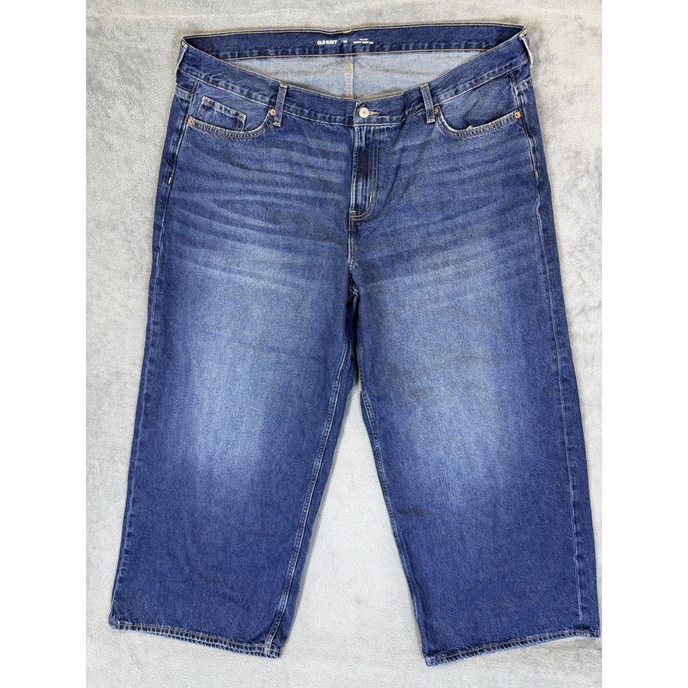 Old Navy Jeans Womens 20 Plus Blue Medium‎ Wash Mid Rise Baggy Wide Leg